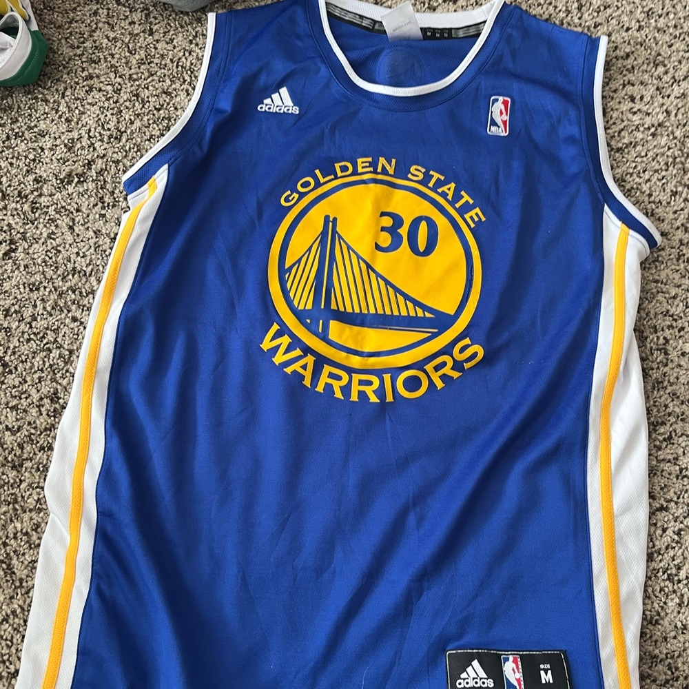 adidas Golden State Warriors Blue & Yellow #30 Basketball Jersey